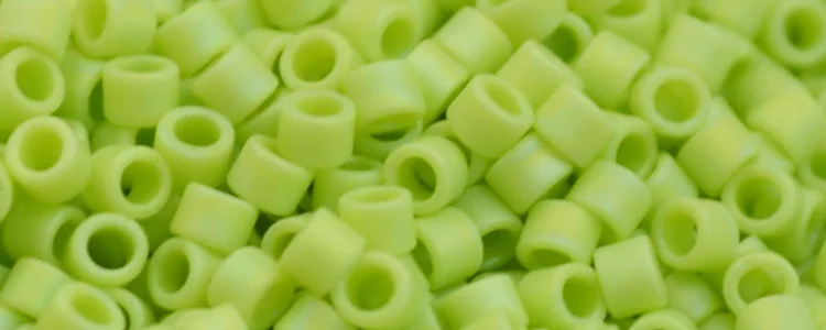 (image for) TOHO Aiko Precision Cylinder Bead. Lime Green Opaque Rainbow Matte TB-404F