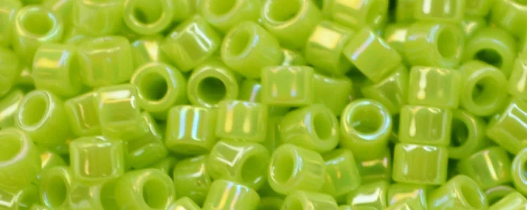 (image for) TOHO Aiko Precision Cylinder Bead. Lime Green Opaque Rainbow TB-404