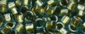 (image for) TOHO Aiko Precision Cylinder Bead. Metallic Green Lined Aqua TB-284