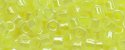 (image for) TOHO Aiko Precision Cylinder Bead. Neon Lemon Lime Lined Crystal Transparent TB-833