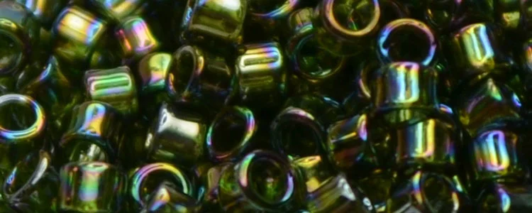(image for) TOHO Aiko Precision Cylinder Bead. Olivine Transparent Rainbow TB-180
