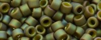 (image for) TOHO Aiko Precision Cylinder Bead. Pink Lined Lime Iris Matte Luster TB-1627F