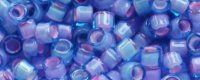 TOHO Aiko Precision Cylinder Bead. Pink Lined Dark Aqua Transparent TB-938 (image for) TOHO Aiko Precision Cylinder Bead. Pink Lined Dark Aqua Transparent TB-938