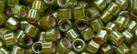 TOHO Aiko Precision Cylinder Bead. Pink Lined Olive Luster TB-1046 (image for) TOHO Aiko Precision Cylinder Bead. Pink Lined Olive Luster TB-1046