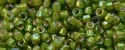 (image for) TOHO Aiko Precision Cylinder Bead. Pink Lined Olive Rainbow TB-1828