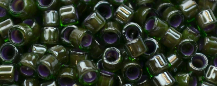 (image for) TOHO Aiko Precision Cylinder Bead. Pink Lined Emerald Luster TB-1047