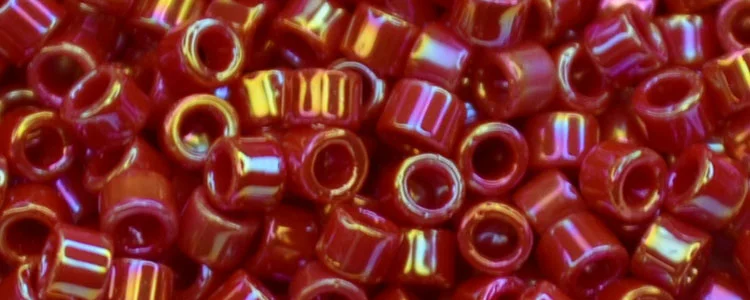 (image for) TOHO Aiko Precision Cylinder Bead. Red Opaque Rainbow TB-405