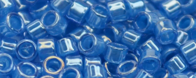 (image for) TOHO Aiko Precision Cylinder Bead. Royal Blue Lined Aqua Luster TB-1055