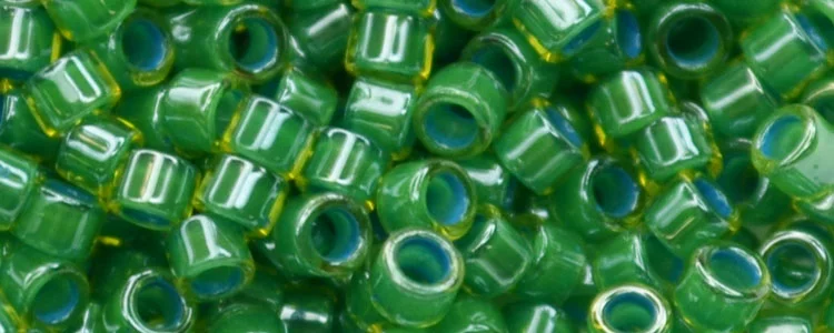 (image for) TOHO Aiko Precision Cylinder Bead. Teal Lined Topaz Luster TB-1048
