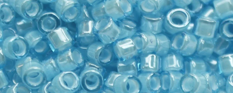 (image for) TOHO Aiko Precision Cylinder Bead. White Lined Aqua Luster TB-1053