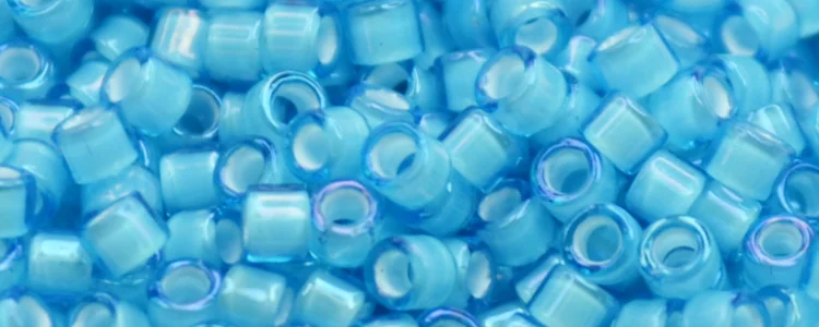 (image for) TOHO Aiko Precision Cylinder Bead. White Lined Aqua Transparent TB-931