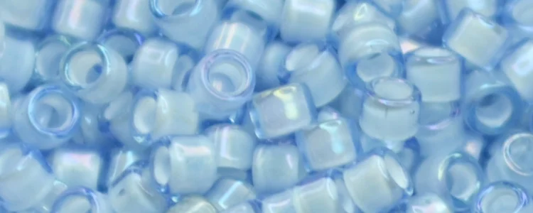 (image for) TOHO Aiko Precision Cylinder Bead. White Lined Light Sapphire Transparent TB-933