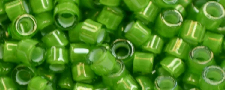 (image for) TOHO Aiko Precision Cylinder Bead. White Lined Lime Transparent TB-795