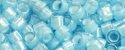 (image for) TOHO Aiko Precision Cylinder Bead. White Lined Light Aqua Transparent TB-930