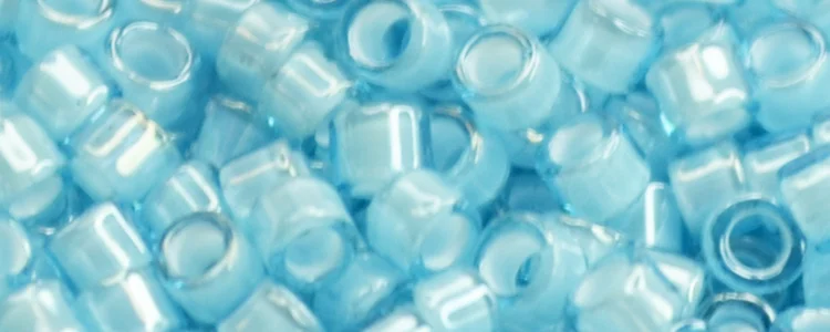 (image for) TOHO Aiko Precision Cylinder Bead. White Lined Light Aqua Transparent TB-930