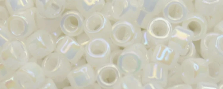 (image for) TOHO Aiko Precision Cylinder Bead. White Opaque Rainbow TB-401