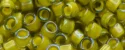 (image for) TOHO Aiko Precision Cylinder Bead. Yellow Lined Light Olive Rainbow TB-246