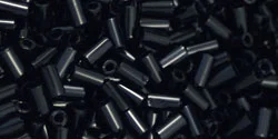 (image for) TOHO Size 1 Bugle Bead. 3mm Length-Jet Black Opaque