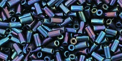 (image for) TOHO Size 1 Bugle Bead. 3mm Length-Navy Blue Iris Metallic