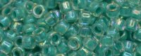 (image for) TOHO Aiko Precision Cylinder Bead. Dark Aqua Lined Aqua Rainbow TB-1832