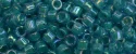 (image for) TOHO Aiko Precision Cylinder Bead. Teal Lined Dark Aqua Rainbow TB-1834