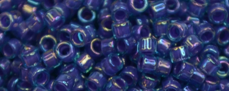 (image for) TOHO Aiko Precision Cylinder Bead. Purple Lined Cobalt Blue Rainbow TB-1837