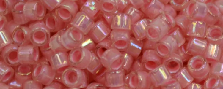 (image for) TOHO Aiko Precision Cylinder Bead. Pink Lined Crystal Rainbow TB-1841