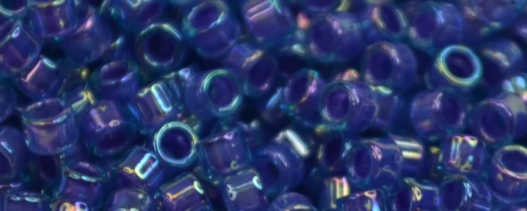 (image for) TOHO Aiko Precision Cylinder Bead. Lavender Lined Blue Rainbow TB-1843