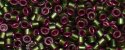 (image for) TOHO Aiko Precision Cylinder Bead. Raspberry Lined Olivine TB-2204