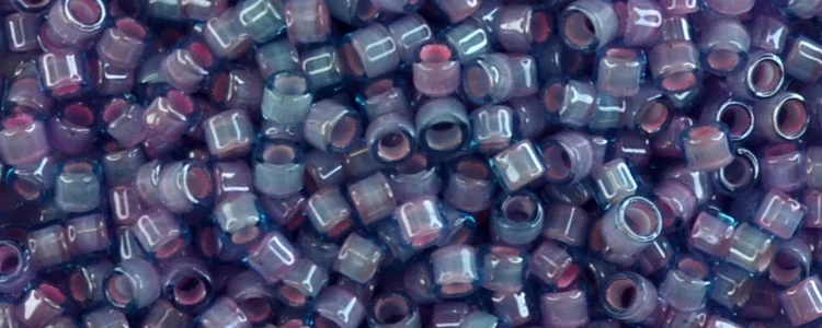 (image for) TOHO Aiko Precision Cylinder Bead. Pink Lined Aqua Transparent TB-937