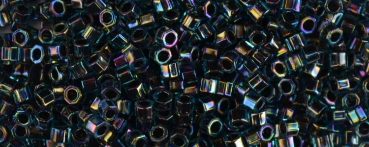 (image for) TOHO Aiko Hexagon Precision Cylinder Bead. Dark Blue Black Lined Rainbow TBC-248