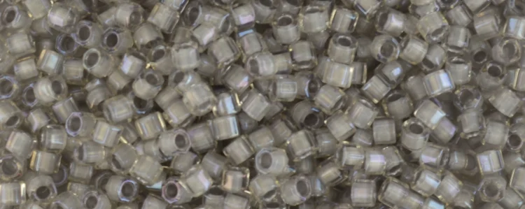 (image for) TOHO Aiko Hexagon Precision Cylinder Bead. Grey Lined Crystal Rainbow TBC-261