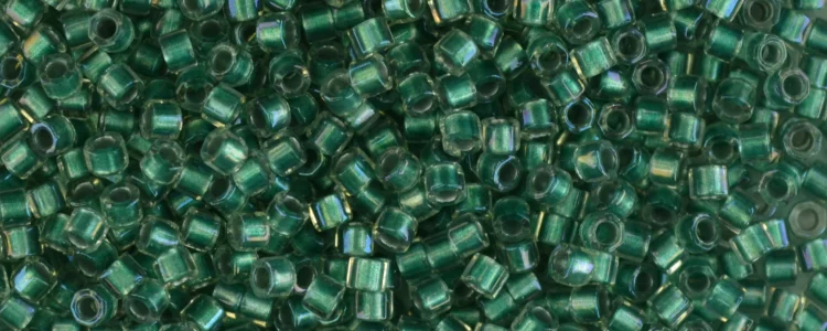 (image for) TOHO Aiko Hexagon Precision Cylinder Bead. Teal Lined Crystal Rainbow TBC-264