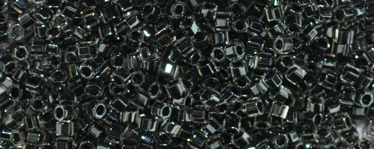 (image for) TOHO Aiko Hexagon Precision Cylinder Bead. Black Lined Crystal TBC-344
