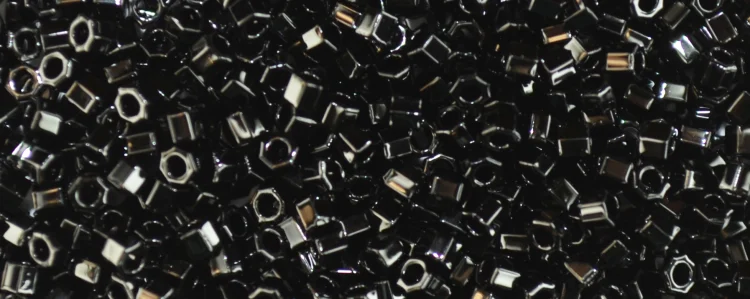 (image for) TOHO Aiko Hexagon Precision Cylinder Bead. Jet Black Opaque TBC-49
