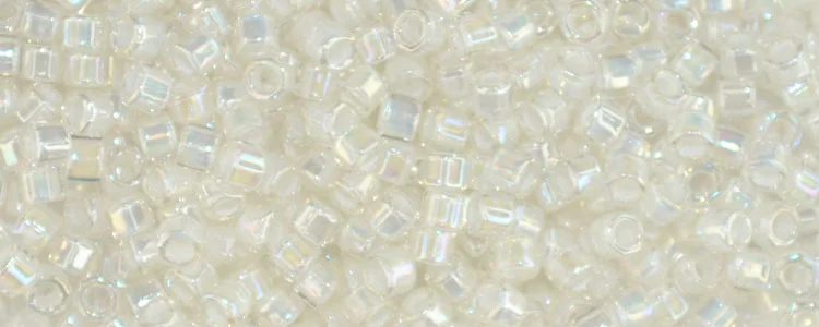 (image for) TOHO Aiko Hexagon Precision Cylinder Bead. Cream Lined Crystal Rainbow TBC-777