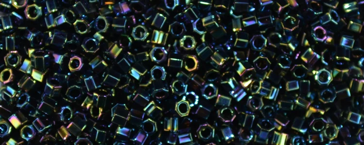 (image for) TOHO Aiko Hexagon Precision Cylinder Bead. Jet Black Iris Metallic TBC-86