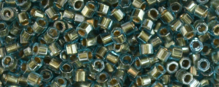 (image for) TOHO Aiko Hexagon Precision Cylinder Bead. Bronze Lined Aqua TBC-990