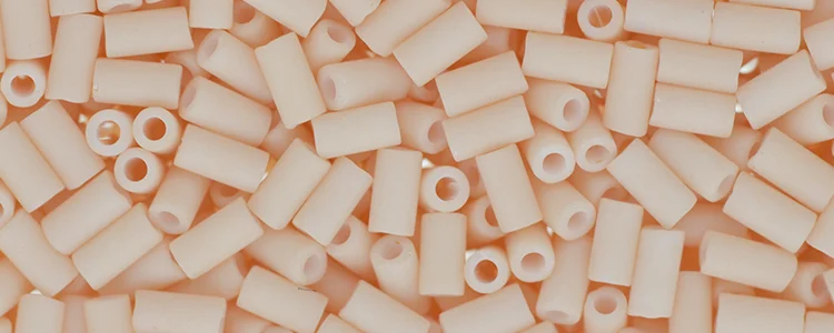 (image for) TOHO Size 1 Bugle Bead. 3mm Length-Cream Chalk Matte Opaque