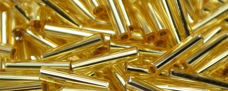 (image for) TOHO Size 2 Bugle Bead. 6mm Length-Light Topaz Silver Lined