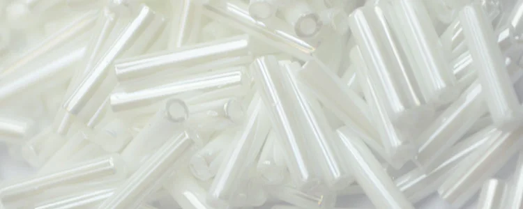 (image for) TOHO Size 2 Bugle Bead. 6mm Length-White Opaque Luster