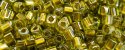 (image for) TOHO 2mm Cube Shape Seed Beads-Bronze Lined Peridot Transparent