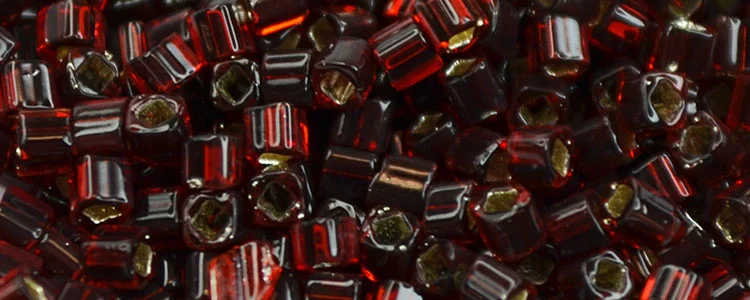 (image for) TOHO 1.5mm Cube Shape Seed Beads-Dark Cherry Amber Silver Lined
