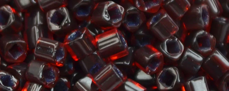 (image for) TOHO 1.5mm Cube Shape Seed Beads-Dark Cherry Amber Transparent