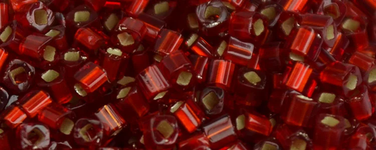 (image for) TOHO 1.5mm Cube Shape Seed Beads-Dark Ruby Silver Lined Matte