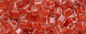 (image for) TOHO 1.5mm Cube Shape Seed Beads-Cherry Lined Crystal Transparent