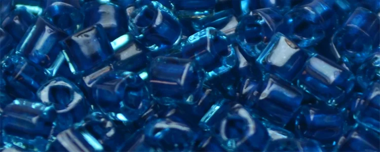 (image for) TOHO 2mm Cube Shape Seed Beads-Dark Blue Lined Aqua Transparent