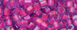 (image for) TOHO 1.5mm Cube Shape Seed Beads-Dark Pink Lined Aqua Transparent