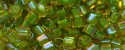 (image for) TOHO 2mm Cube Shape Seed Beads-Green Lined Topaz Transparent