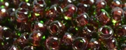 (image for) TOHO 11/o Round-Dark Red Lined Emerald Transparent. 11T250